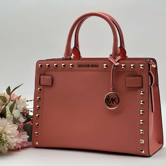 Michael Kors Medium Studded Saffiano Leather Satchel - Picture 3 of 15